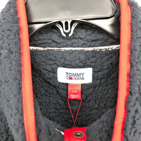 Tommy Hilfiger Womens Sherpa Jacket Large Navy Blue Pullover 1/4 Snap NWT - Picture 7 of 10